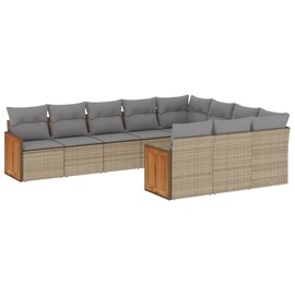 Maison exclusive - salon de jardin avec coussins 10 pcs beige résine tressée