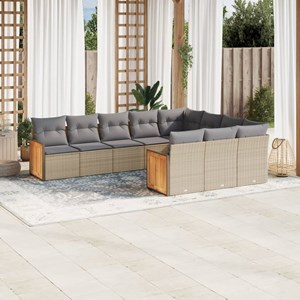 Maison exclusive - salon de jardin avec coussins 10 pcs beige résine tressée