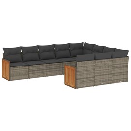 Maison exclusive - salon de jardin avec coussins 10 pcs gris résine tressée