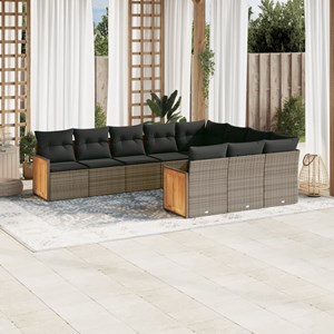 Maison exclusive - salon de jardin avec coussins 10 pcs gris résine tressée