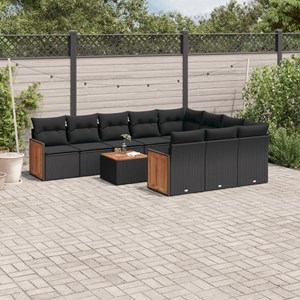 Maison exclusive - salon de jardin 11 pcs avec coussins noir résine tressée