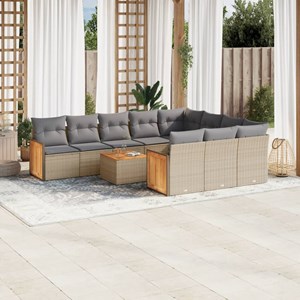 Maison exclusive - salon de jardin 11 pcs avec coussins beige résine tressée