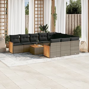 Maison exclusive - salon de jardin 11 pcs avec coussins gris résine tressée