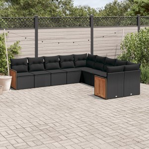Maison exclusive - salon de jardin 10 pcs avec coussins noir résine tressée