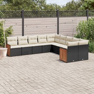 Maison exclusive - salon de jardin 10 pcs avec coussins noir résine tressée