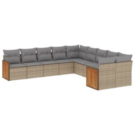Maison exclusive - salon de jardin avec coussins 10 pcs beige résine tressée