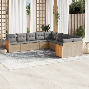 Maison exclusive - salon de jardin avec coussins 10 pcs beige résine tressée