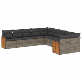 Maison exclusive - salon de jardin avec coussins 10 pcs gris résine tressée