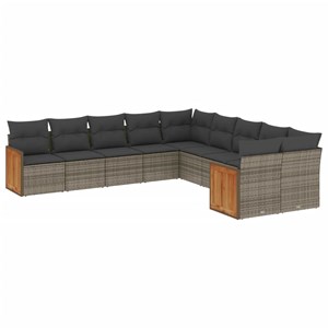 Maison exclusive - salon de jardin avec coussins 10 pcs gris résine tressée