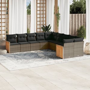 Maison exclusive - salon de jardin avec coussins 10 pcs gris résine tressée