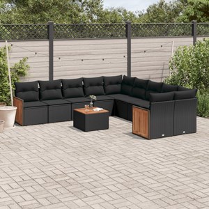 Maison exclusive - salon de jardin 11 pcs avec coussins noir résine tressée