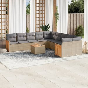 Maison exclusive - salon de jardin 11 pcs avec coussins beige résine tressée
