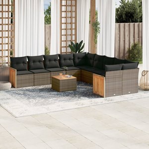Maison exclusive - salon de jardin 11 pcs avec coussins gris résine tressée