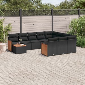 Maison exclusive - salon de jardin 11 pcs avec coussins noir résine tressée