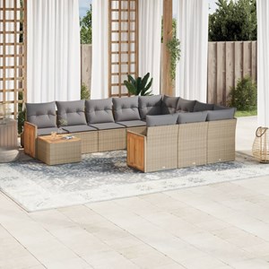Maison exclusive - salon de jardin 11 pcs avec coussins beige résine tressée