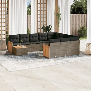 Maison exclusive - salon de jardin 11 pcs avec coussins gris résine tressée