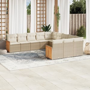 Maison exclusive - salon de jardin 11 pcs avec coussins beige résine tressée
