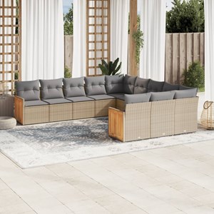 Maison exclusive - salon de jardin 11 pcs avec coussins beige résine tressée