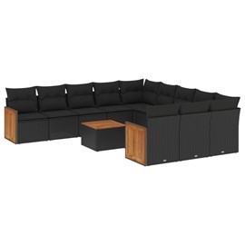 Maison exclusive - salon de jardin 12 pcs avec coussins noir résine tressée