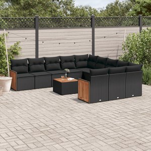 Maison exclusive - salon de jardin 12 pcs avec coussins noir résine tressée