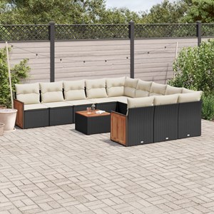 Maison exclusive - salon de jardin 12 pcs avec coussins noir résine tressée