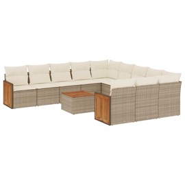 Maison exclusive - salon de jardin avec coussins 12 pcs beige résine tressée