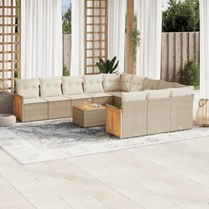 Maison exclusive - salon de jardin avec coussins 12 pcs beige résine tressée