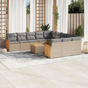 Maison exclusive - salon de jardin avec coussins 12 pcs beige résine tressée