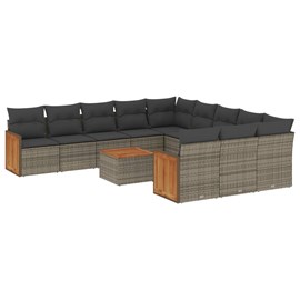 Maison exclusive - salon de jardin avec coussins 12 pcs gris résine tressée