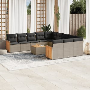 Maison exclusive - salon de jardin avec coussins 12 pcs gris résine tressée