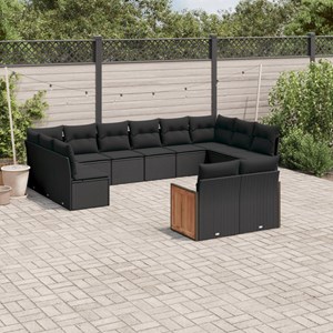 Maison exclusive - salon de jardin 12 pcs avec coussins noir résine tressée