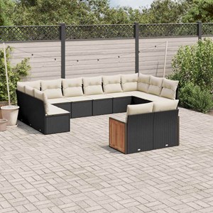 Maison exclusive - salon de jardin 12 pcs avec coussins noir résine tressée