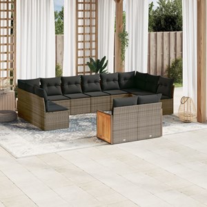 Maison exclusive - salon de jardin avec coussins 12 pcs gris résine tressée