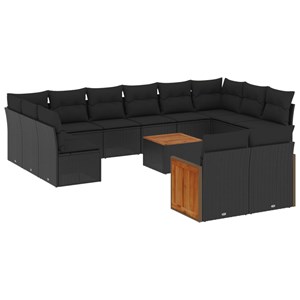 Maison exclusive - salon de jardin avec coussins 13 pcs noir résine tressée
