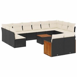 Maison exclusive - salon de jardin avec coussins 13 pcs noir résine tressée