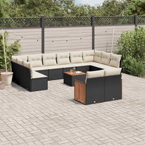 Maison exclusive - salon de jardin avec coussins 13 pcs noir résine tressée