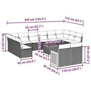 Maison exclusive - salon de jardin avec coussins 13 pcs noir résine tressée