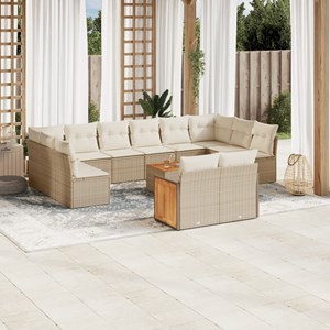 Maison exclusive - salon de jardin avec coussins 13 pcs beige résine tressée
