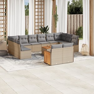 Maison exclusive - salon de jardin avec coussins 13 pcs beige résine tressée