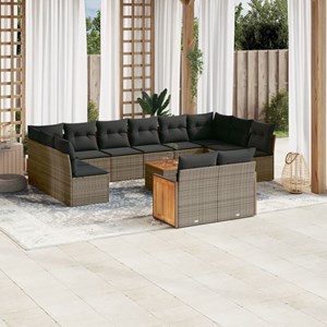 Maison exclusive - salon de jardin avec coussins 13 pcs gris résine tressée