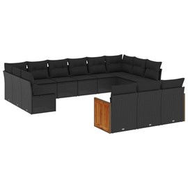 Maison exclusive - salon de jardin avec coussins 13 pcs noir résine tressée