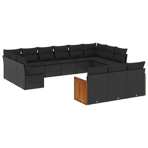 Maison exclusive - salon de jardin avec coussins 13 pcs noir résine tressée