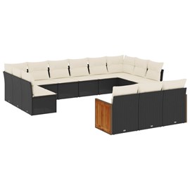 Maison exclusive - salon de jardin avec coussins 13 pcs noir résine tressée