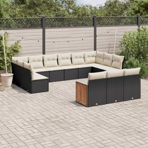 Maison exclusive - salon de jardin avec coussins 13 pcs noir résine tressée