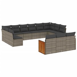 Maison exclusive - salon de jardin avec coussins 13 pcs gris résine tressée