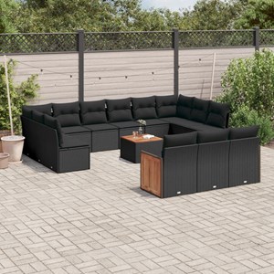 Maison exclusive - salon de jardin avec coussins 14 pcs noir résine tressée