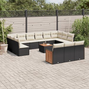 Maison exclusive - salon de jardin avec coussins 14 pcs noir résine tressée