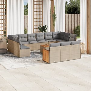 Maison exclusive - salon de jardin avec coussins 14 pcs beige résine tressée
