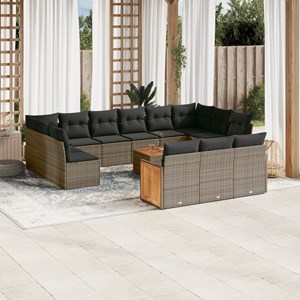 Maison exclusive - salon de jardin avec coussins 14 pcs gris résine tressée