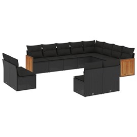 Maison exclusive - salon de jardin 12 pcs avec coussins noir résine tressée